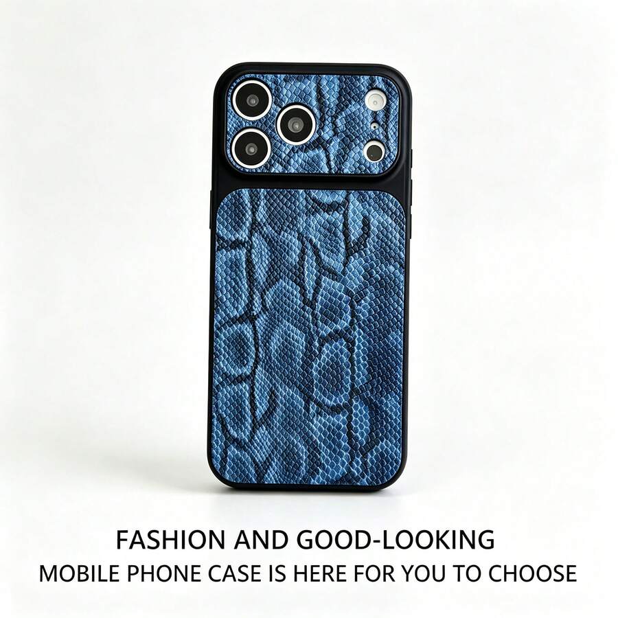 1pc Leopard Print Gold Element PU Leather Pattern Classic Anti-Drop Soft Phone Case Compatible With Apple 17Pro/17/Air/17Promax/11/12/13/14/12 Pro Max/16 Pro/15 Series Lens Protection, Holiday Gift - Black - View 1