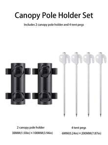 1 Set Multi-Function Tent Pole Base Fixator, Adjustable Locking Tent Pole Anchor, High-Hardness Metal Tent Pegs, Outdoor Camping Tent Fixing Tool - Multicolor - View 12