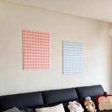 1 Set Pink + Blue Plaid Felt Board, Minimalist Multi-Purpose Felt Memo Board, Photo Wall With Push Pins Included, Back To School - Set - View 15