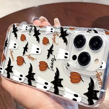 1 Buah Casing Ponsel TPU Transparan Anti Guncangan dengan Motif Hantu, , dan Kelelawar, Kompatibel dengan Seri Apple 17 16 15 14 13 12 11 Plus Pro Max, Pelindung Bergaya yang Dipersonalisasi, Modis - Clear - View 4