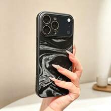 Casing Ponsel Anti Jatuh dengan Lensa Cermin Instan Motif Riak Air, Cermin Selfie Tahan Gores dan Pelindung Lensa Kamera, Kompatibel dengan iPhone 17 16 15 14 13 Pro Max 12 Pro Max 11, Hadiah Liburan - Hitam - View 4