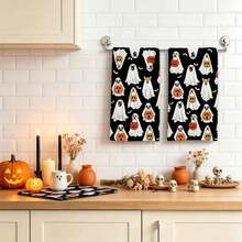 2/4/48pcs Halloween Series Ghost Puppy Pattern Printed Kitchen Towels - Super Soft, Highly Absorbent Polyester Dish Cloths And Hand Towels, Perfect For Holiday Decor, Kitchen Decor, Party Decor - Multicolor - View 3