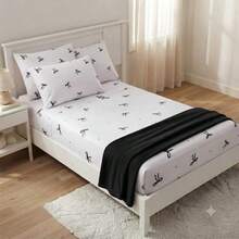 2-Piece Single Bed Sheet Set, Printed 200 Thread Count Percale Fabric, Full Elastic Hem, With Point Palito Pillowcase - 藍色 - 查看 1