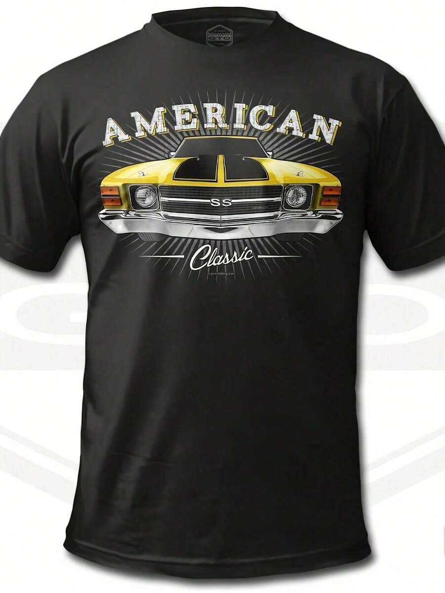 S 1971 Chevrolet Chevelle An Muscle Car T-Shirt - 黑色 - 查看 1