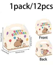 2/12/24 Stück süße Capybara-Themen-Geburtstagsgeschenkboxen, süße Party-Snack-Verpackungsboxen, geeignet für Geburtstagsfeier-Zubehör, Babyparty-Geschenke, Capybara-Themen-Feier, Geburtstags-Gastgeschenke, Party-Tischdekoration, Feiertags-Party-Snack-Behälter - mehrfarbig - Übersicht 9