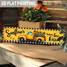 2D Flat, 1pc, Vintage Sunflower & Bee Kissing Metal Sign, Farmhouse Theme, Wall Hanging, Farmhouse Decor, Suitable For Kitchen, Bedroom, Living Room, Porch, Decorative Sign (Random Style) - A - View 7
