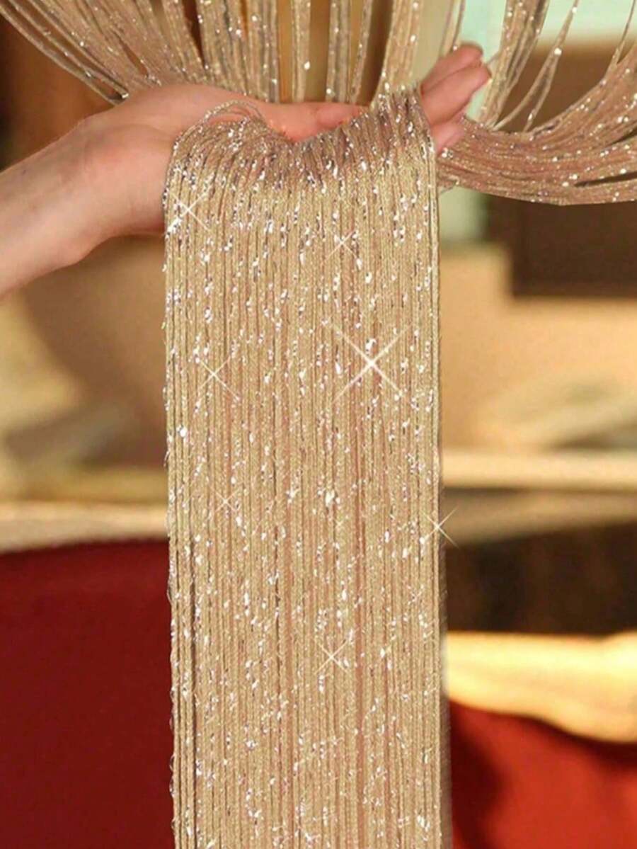 Baofeng (One Piece) Fashionable Beaded Curtain, Fun Gift, Shiny Tassel String Curtain, Living Room/Dining Room Partition, Wedding DIY Home Decor, Glitter Beaded Decoration, Room Divider, Tassel Polyester Fabric Curtain