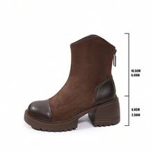 Women's Fashion Boots New European And American Niche Thick Heel Platform Lightweight Western Slouch Boots Boots Autumn/Winter New Vintage Motorcycle Boots Slimming Fashion Riding Boots Brown - Brown - View 8