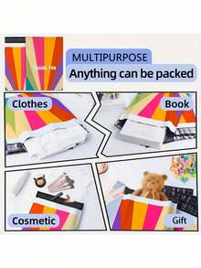 Colorful Printed "Thank You" Text Courier Bags, Waterproof Thickened Colorful Printed Courier Packaging Bags, Tear-Resistant Mailing Envelopes, Suitable For Clothing, Suitable For Small Businesses, Wedding Gifts, Party Fillers - Multicolor - View 4