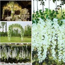 4pcs Artificial Wisteria Hanging Flowers And Vines, Great For Decorating Home, Wedding Arches, Walls, Gardens, Plants, Offices, Parties, Back-To-School, Or Halloween - White - View 6