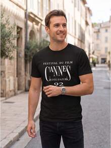 Unisex Herren T-Shirt Cannes Film Festival '92 Vintage Tee, Sommerurlaub Y2K Streetwear Off Campus Joe Pesci Retro Film Grafik Shirt - Schwarz - Übersicht 2