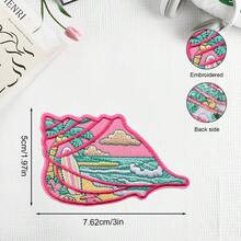 1件貝殼造型海灘刺繡貼花,熱帶風景熨燙貼布,衣物裝飾徽章 - A - 查看 3