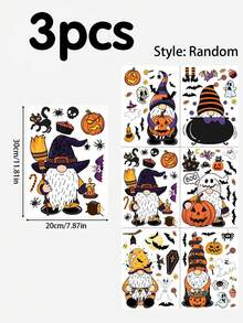 Halloween Goblin Static Window Stickers, Featuring Pumpkin, Ghost, Bat, Skull And Spider Patterns. These Reusable Stickers Are Perfect For "Trick Or Treat", Suitable For Decorating Home Windows, Porches And Indoor Spaces, Ideal For Halloween Parties. - Multicolor - View 13