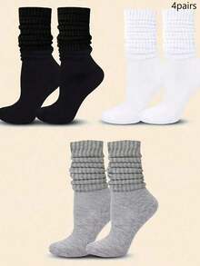 1/3/6/10 Pairs Random Candy Color Women Long Socks, Thin Loose Knit Crew Socks For Spring Summer Autumn, Comfortable Breathable Versatile, Suitable For Hiking, Back To School, Halloween, Christmas And Other Occasions, Warm And Cozy - Multicolor - View 27