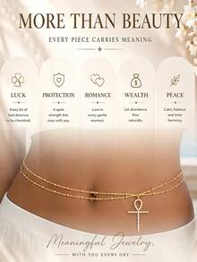 1pc Gold Cross Rhinestone Sexy Double Layer Waist Chain For Women - Gold - View 4