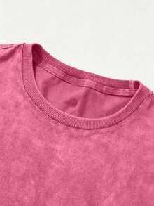 Women's Summer Casual T-Shirt, Y2K Letter & Car Print Round Neck Short Sleeve Crew Neck Tee For Holiday, Vacation, Spring Festival & Graphic Summer - Red 1 - 查看 2