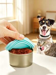 1SET /2SET Pet Can Lids Three-In-One Food Sealing Lids Universal Spoon Set Food Preservation Silicone Lids Pet Cat Dog Food Silicone Can Lids Food Spoon Set Suitable For Various Pets - Multicolor - View 2