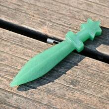 1pc Natural Crystal Sword Carving, UV Reactive Crystal, Gothic Desk Mineral Decor Gift, Gift For Halloween, Christmas, Easter, Crystal Decor Crafts - Multicolor - View 12