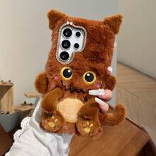 Brown Ugly Cute Monster Plush Phone Case Compatible With Apple 17 Pro Max/ 16 Pro Max/ 15 Pro Max/ 14/ 13 Pro/ 12/ 11, Girly Style, Autumn/Winter Plush Phone Cover, Note: Not Animal Fur, Not Animal Leather - Brown - View 5