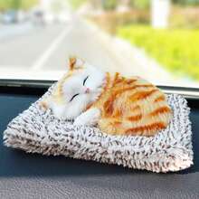 1件汽車裝飾品，可愛逼真動物小雕像，裝飾禮物，創意室內裝飾，汽車配件，汽車娃娃飾品，創意居家桌面裝飾，生日與週年慶派對禮物，節日裝飾配件 - 1pcs白色棕色貓咪擺飾 - 查看 6
