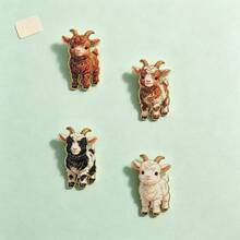 1pc Gold Outline Cute Baby Goat Enamel Pin Multi Color Fluffy Kid Goat Lapel Pin, Metal Pin For Jackets Bags, Farm Animal Lover Gift - Multicolor - View 5