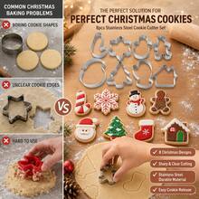 1/8pcs Stainless Steel Christmas Cookie Cutters, Including Christmas Tree, Gingerbread Man, Snowflake, Santa Claus, Candy Cane And Other Classic Holiday Shapes. Smooth Edges, Easy Release, Suitable For Cookies, Fondant, Fruit Cutting. Perfect For Parent-Child Baking DIY, Creating Christmas Themed Desserts, Holiday Parties, Home Baking Essential, Easily Creating A Warm Christmas Atmosphere. - - - View 7
