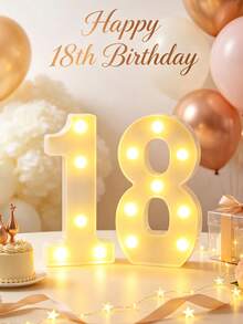 21cm 1st 16th 18th 20th 30th 50th 60th Birthday Party Decor LED Marquee Number Lights, Battery Powered, Anniversary/Wedding/Proposal Decor,Classroom Dorm Decor Illuminated Number Sign,Light Up Numbers Sign For Birthday Party Decor,Christmas Decor - White - View 3