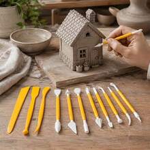 11Pcs Pottery Carving Tools Set Double Ended Resin Heads Sky Blue Handle For Clay Modeling DIY - Multicolor - View 1