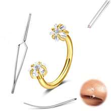 3pcs Stainless Steel Horseshoe Septum Nose Rings With 1pc Piercing Tool And 1pc Guide Needle, Round Zirconia Rhinestone Ear Cartilage Ear Bead Ear Canal Body Piercing Jewelry 18G 8MM - Multicolor - View 9