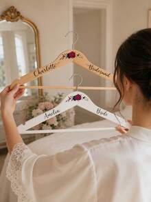 Customized Text Bride Wedding Hanger, Editable Personalized Name And Commemorative Words. Classic Keepsake For Bride And Bridesmaids. Designed Specifically For Wedding Dress Hanging, A Heartwarming Memorial Gift For Bridal Shower, Engagement And Wedding Day. - Multicolor - View 7