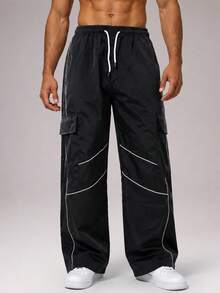 CZRLHYT Men's Long Pants, Suitable For Outdoor Travel, Hiking, Fitness And Other Outdoor Sports, Multi-Functional Multi-Pocket Drawstring Cargo Pants - Black - View 7
