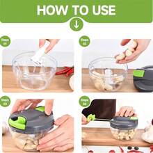 Manual Vegetable Chopper, Multi-Function Garlic Press, Pull-Cord Food Processor, Home Onion Ginger Nut Grinder/Shredder, Suitable For Kitchen - Multicolor - View 11