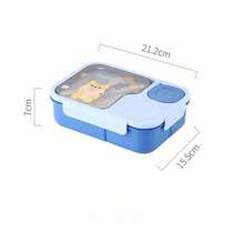 1450ml Cartoon Animal 3-Compartment Bento Box, Leak-Proof Food Container With Sauce Cup And Utensils, Microwave , Portable Lunch Box For Kids And Students For School And Outdoor Picnic, Multiple Cute Patterns Available - Multicolor - View 9
