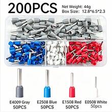 Pliers For Cold Press Fast Connection Terminals, Tubular Pre-Insulated Connectors, Needle-Nose Pliers, Electronic Wire Cold Press Terminals - 200 Pieces Per Box - Wire Crimping Pliers Not Included - View 2