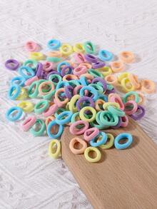 100/50PCS Colorful Small Hair Ties, Mini Polyester Seamless Hairbands Women's Hair Accessories - Multicolor - View 3