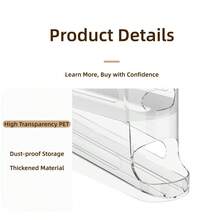 1/2個雙層冰箱側門蛋儲存盒,耐用塑料,無需電池,廚房必備冰箱蛋架蛋盒,多層蛋架,雙層蛋儲存盒,透明保鮮盒 - 彩色 - 查看 5