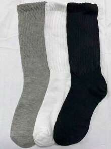 1/3/6 Pairs Women's Casual Knitted Socks, Elastic Mid-Calf Socks, Spring/Autumn Style, Pilates Socks, Yoga Socks - Multicolor - View 3
