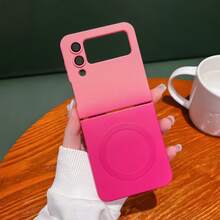Cute Gradient Magnetic Case Compatible With Samsung Z Flip 8 For Magnetic Wireless Charging Cover For Galaxy Z Flip 7/6/5/4/3 - Pink - View 8