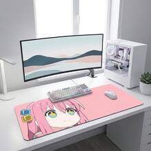 Sweet Pink Anime Girl Design Large Extended Gaming Mouse Pad, Non-Slip Rubber Base, Smooth Glide Surface, Suitable For Computer Office Home Study Multi-Functional Workspace Pad, Cute Abstract Desktop Decor - A - View 3
