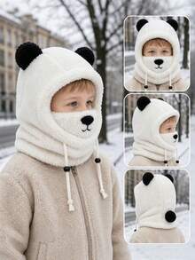 Boys' And Girls' Bear Ear Winter Hat, Fuzzy Plush Animal Style For Outdoor Walks, Holiday Trips And Daily Wear - Multicolor - View 2