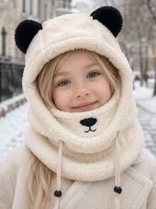 Boys' And Girls' Bear Ear Winter Hat, Fuzzy Plush Animal Style For Outdoor Walks, Holiday Trips And Daily Wear - Multicolor - View 4
