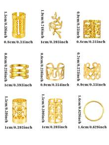 170件組金色辮髮環套組，編髮設計頭飾配件，適合女性與女孩，可調節髮飾 - 金色 - 查看 7