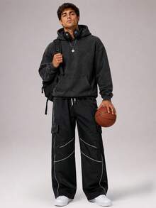 CZRLHYT Men's Long Pants, Suitable For Outdoor Travel, Hiking, Fitness And Other Outdoor Sports, Multi-Functional Multi-Pocket Drawstring Cargo Pants - Black - View 2