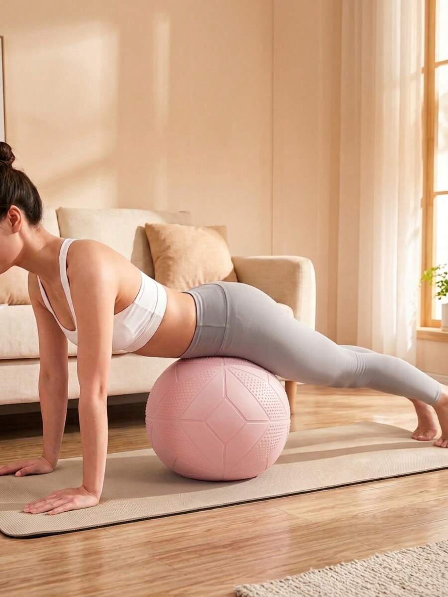 1pc Non-Slip Diamond Texture Pilates Yoga Ball, For Core Training And Lower Abdominal Sculpting, Aesthetic Anti-Burst Fitness Ball - Multicolor - View 1