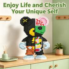 This 4897-Piece Building Block Set Creates A Graffiti Skull Bear, Which Is Cute And Adorable, Making It A Perfect Gift For Couples And Parents. The Assembly Difficulty Is Relatively High. It's An Ideal Gift For Christmas, Halloween, And The Back-To-School Season. - Multicolor - View 2