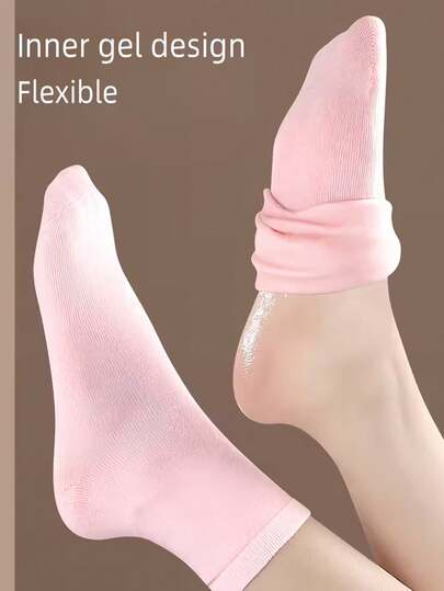 1 Pair Essential Oil Gel Foot Care Socks, Moisturizing Foot Care Kit, Suitable For Dry And Cracked Feet, Reusable Foot Spa Accessory, Softens Rough Skin