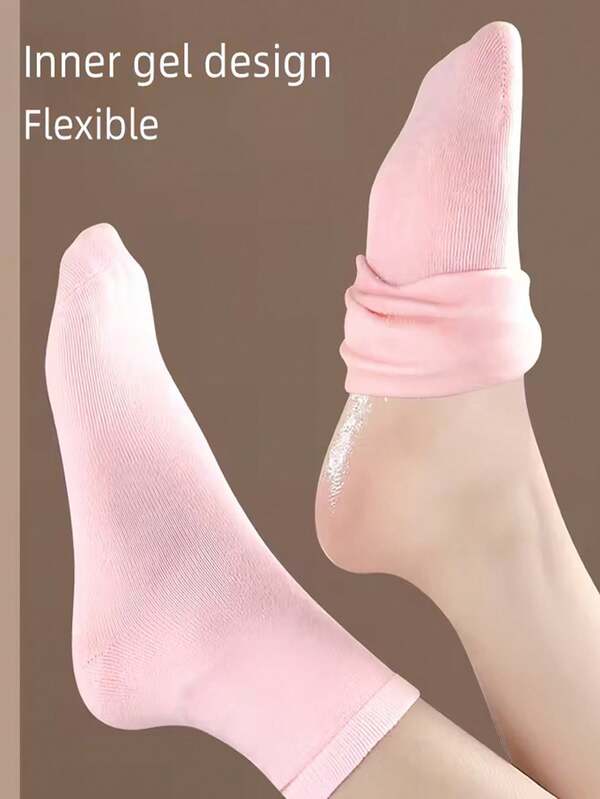 1 Pair Essential Oil Gel Foot Care Socks, Moisturizing Foot Care Kit, Suitable For Dry And Cracked Feet, Reusable Foot Spa Accessory, Softens Rough Skin