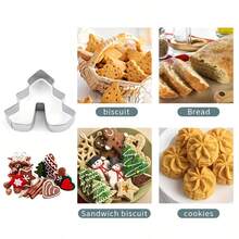 8pcs 3D Christmas Cookie Cutter Set, Stainless Steel Material, Christmas Tree / Snowman / Reindeer / Sleigh Shapes, Christmas Holiday Home DIY Baking Tools, Party Gift Cookie Cutter Set, Perfect For Christmas DIY Crafts And Christmas Gift Decoration - View 8