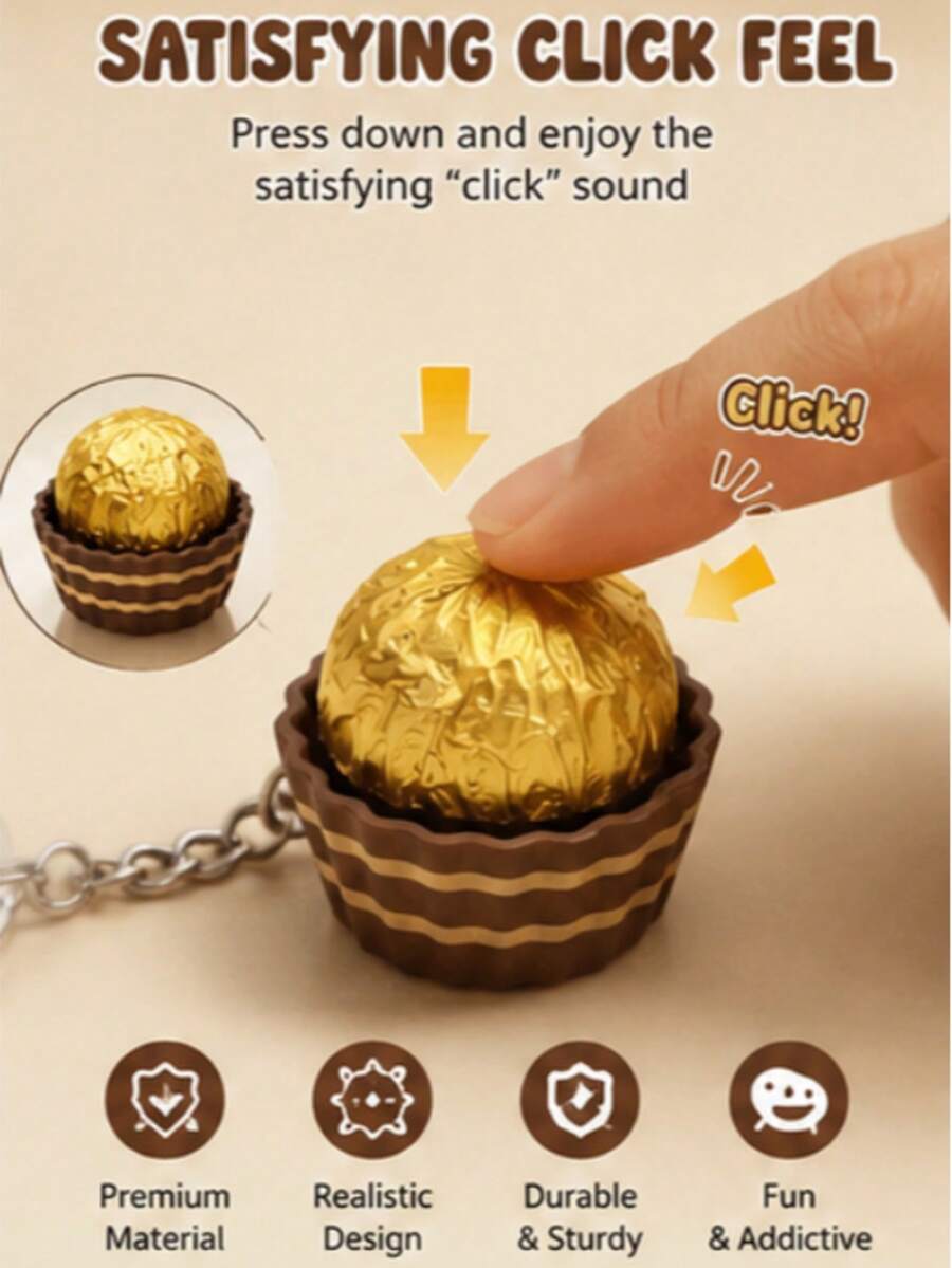 Llavero impreso en 3D con forma de pastel de chocolate, colgante antiestrés, clicker para dedos, amuleto, regalo de Halloween, regalo de Navidad, decoración para fiestas, amuleto para mochila