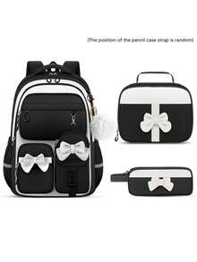 4pcs Bowknot Girls Backpack, Handbag, Coin Purse, Pencil Case, Travel School Daily Use Backpack, Back To School Gift - A - View 14